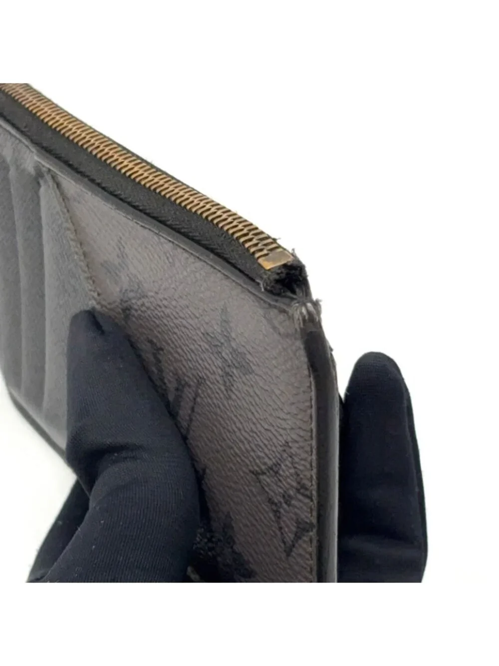 Louis Vuitton Coin Card Case Monogram Eclipse Enabled Leather Gray Black Purse